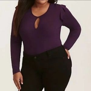 Torrid Plus Purple Super Soft Knit Peephole Top 4